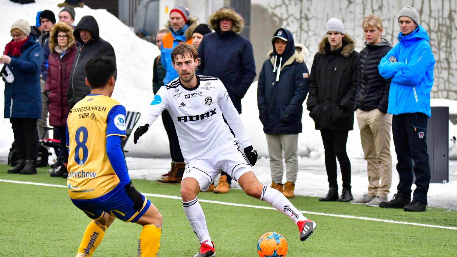 Mads Nørby Madsen i treningskampen mot Jerv 8. februar 2018.