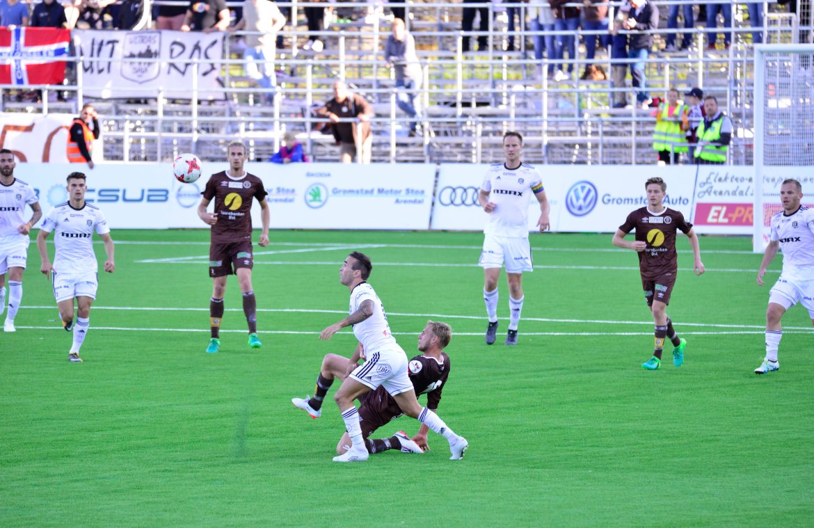 Wilhem Pepa kom inn, men klarte ikke score Arendals første mål på nye Norac stadion.