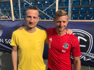 Petar Rnkovic og Mattias Andersson er gjenforent i Arendal. Eldstemann til venstre...