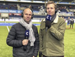 Roger Risholt og Amund Isaksen Lutnæs fra tiden de var kommentator-kolleger i Eurosport.