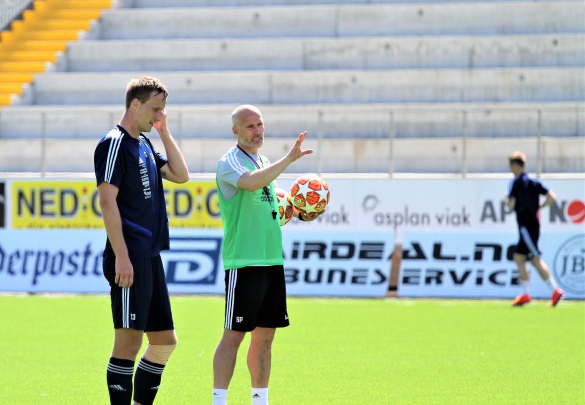 Sune Kiilerich og Steinar Pedersen på trening 27. juni. 