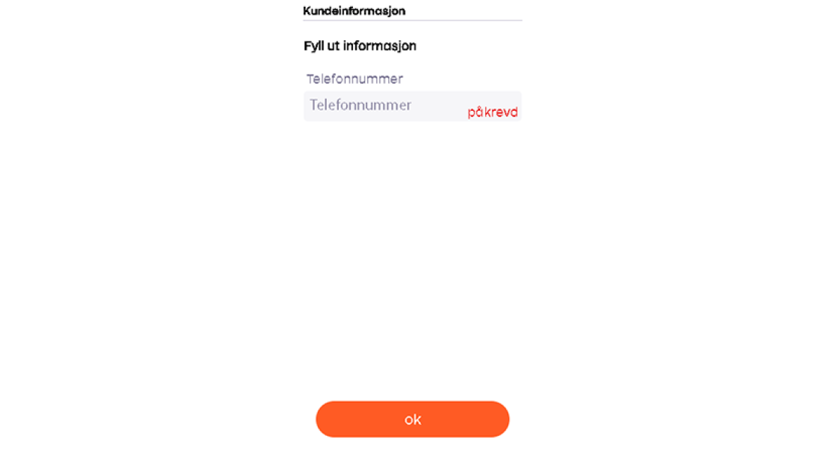 Legg inn ditt mobilnummer i feltet og klikk på "OK".