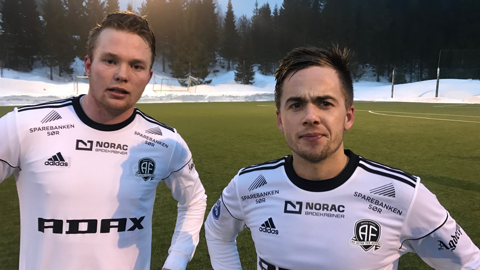 Fabian Stensrud Ness og Kim Kvaalen scoret Arendals mål i treningskampen mot Vindbjart.